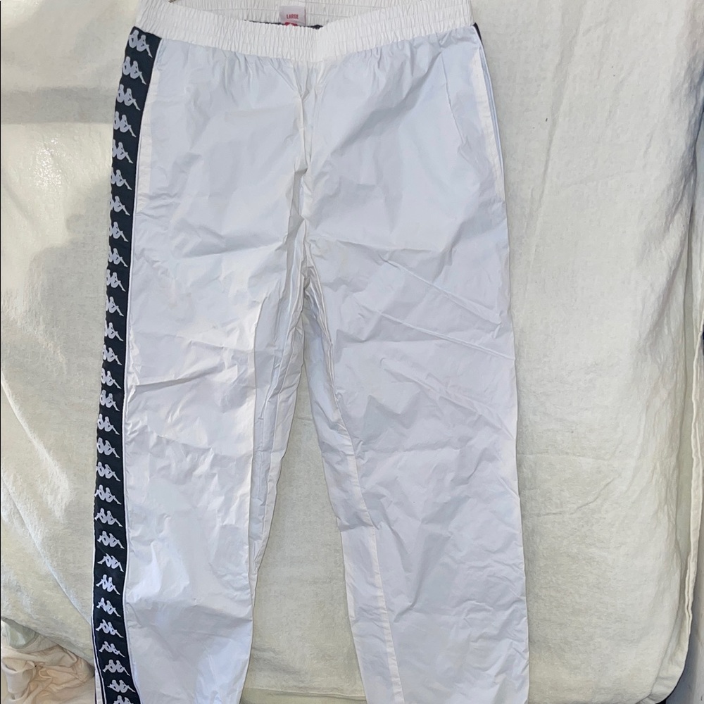 Kappa White Track Pants with Logo Detail